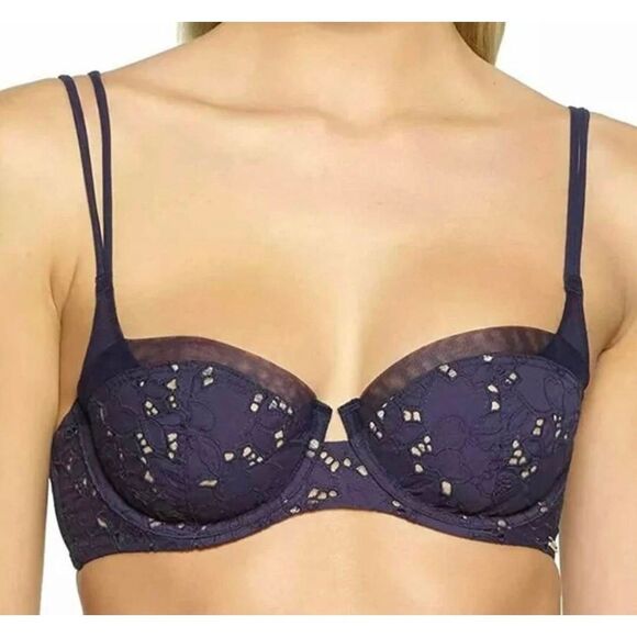 Felina Unveiled Be Intriguing Bra Size 38C Beautiful Love Demi Cup Floral Eyelet - Picture 1 of 9